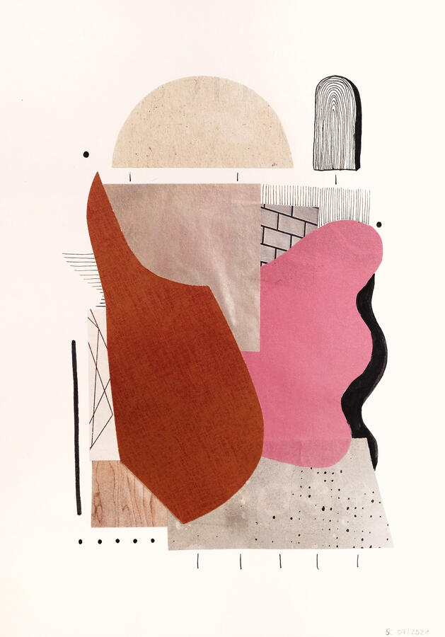 city breeze ~ paper collage and ink on paper / 7 x 10 in / 2021